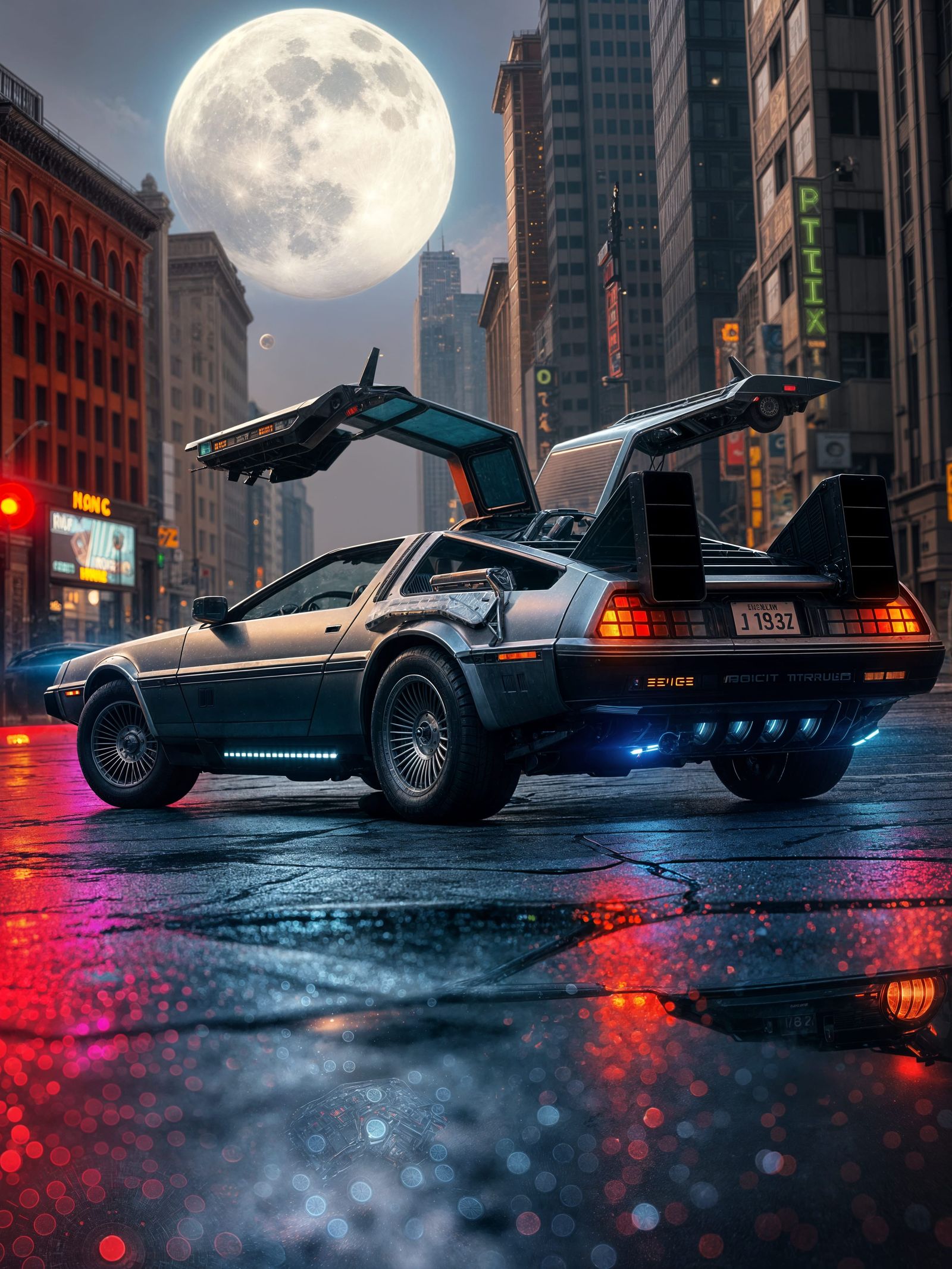 Gotham City Futuristic Time Machine in Ultra HDR