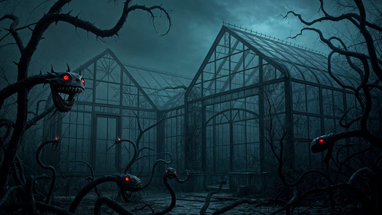 Eerie Overgrown Greenhouse in Victorian Style