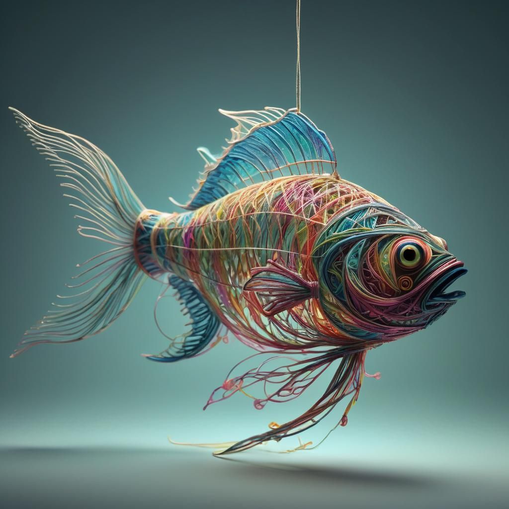 Fantasy String Fish in Surreal Digital Art