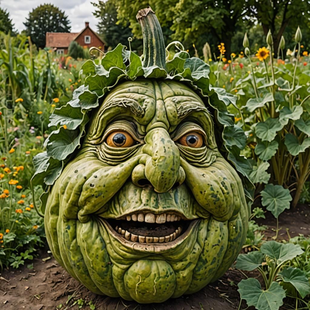 Whimsical Gourd Resembling an Old Woman