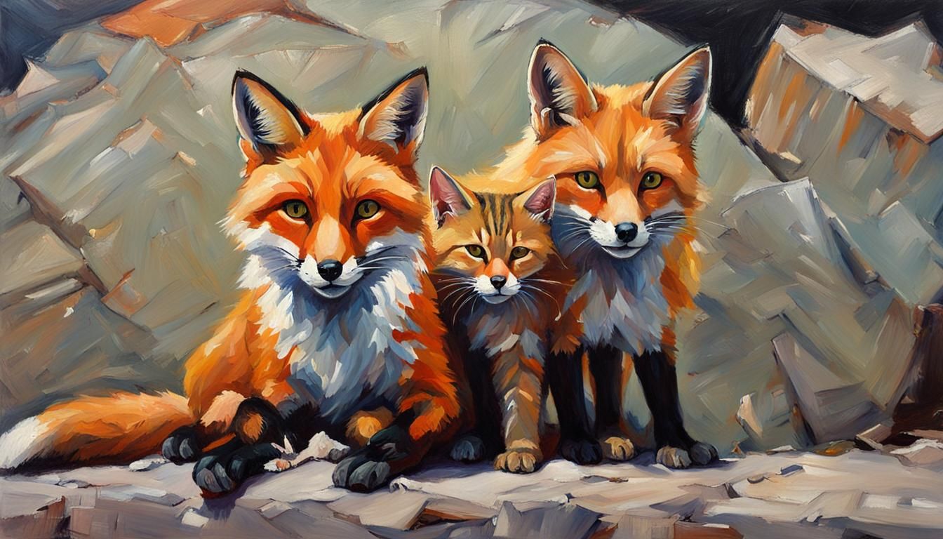 Fox and Cat: A Gurney-Style Oil Painting