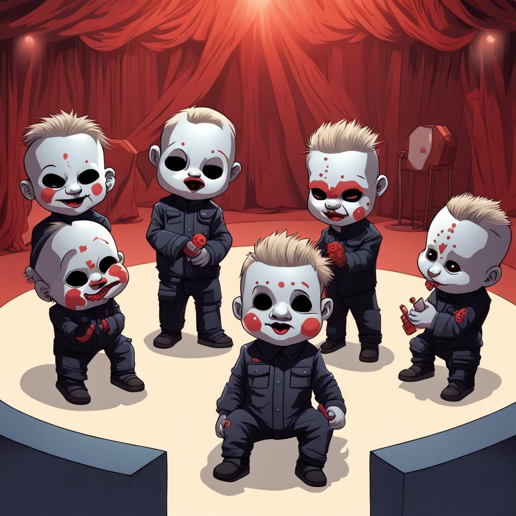 Babies as Slipknot: Cartoon Pop Art Concert