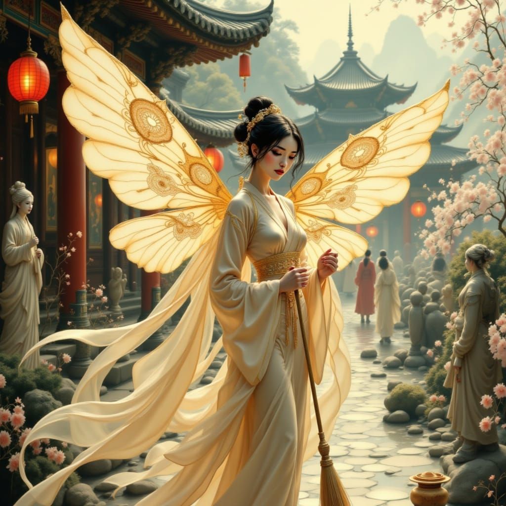 Celestial Temple Fairy in Hanfu Inspired Attire