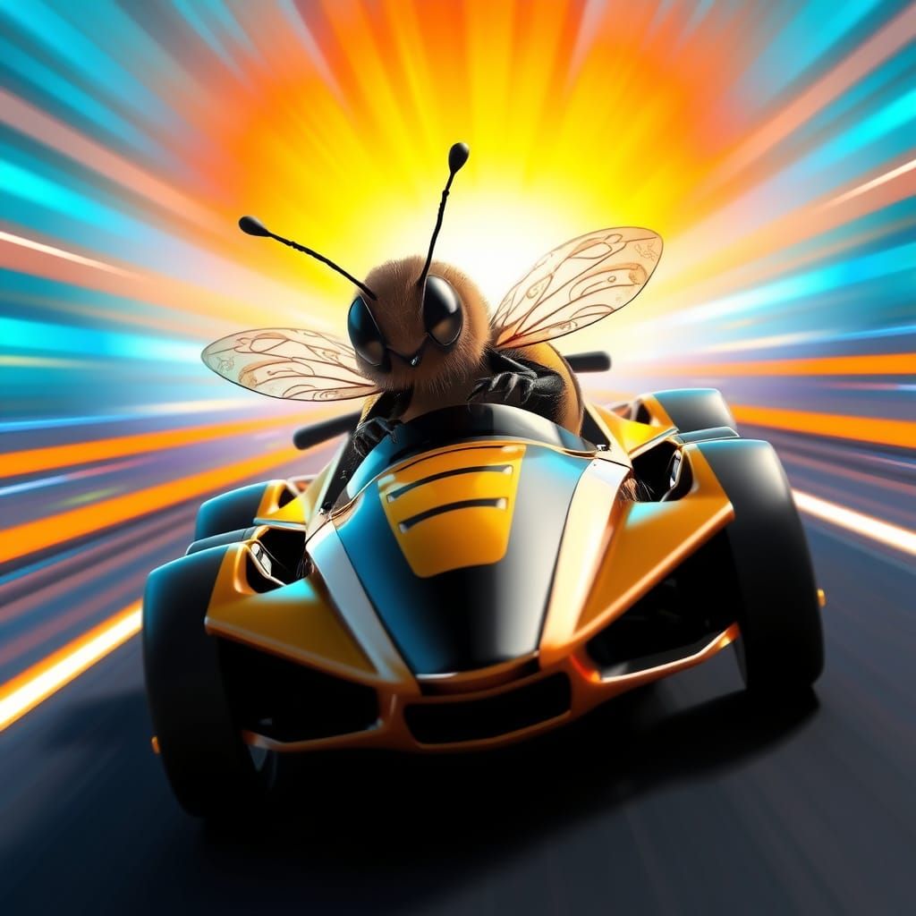 Bee in a High-Speed, Aerodynamic Racing Car