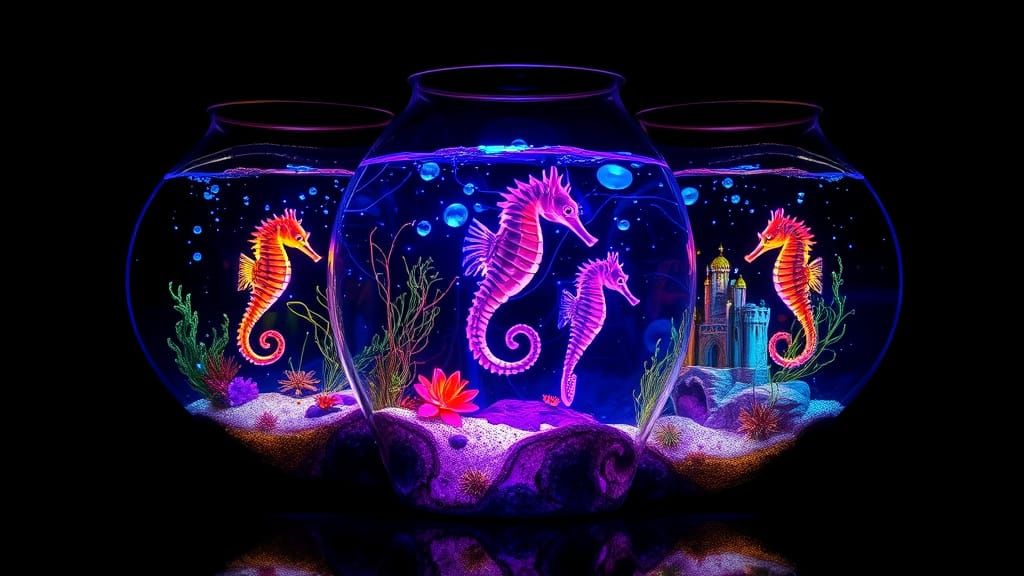 Glowing Hydrogen Fishbowls in a Hyperrealistic Neon World