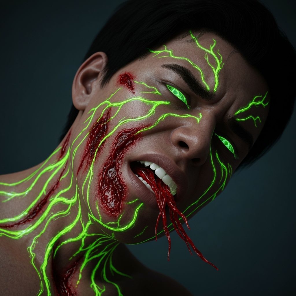 Alien Bite Victim with Bioluminescent Glow