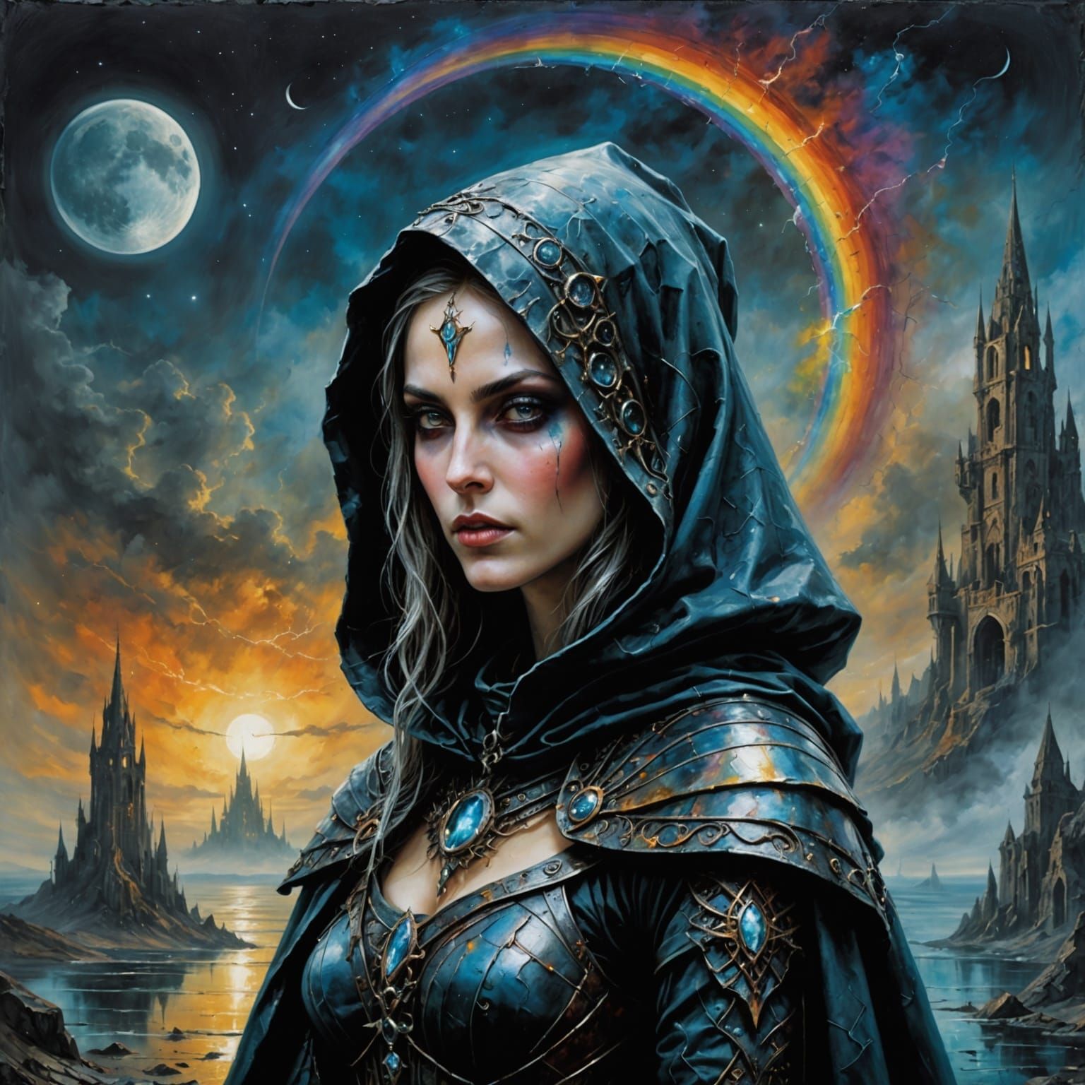 Surreal Dark Fantasy Wizardess Creates Cyberpunk Steampunk R...