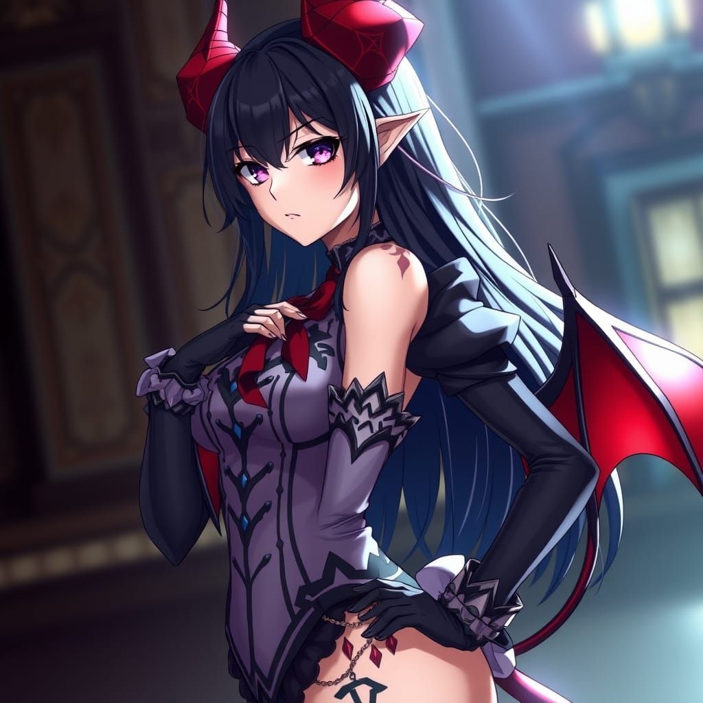 Akeno in Elegant Devil Outfit, Inspired by Kim and Ito's Art...