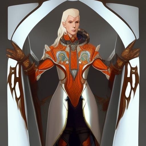 Handsome Sci-Fi Elf in Cybernetic Outfit, Digital Art