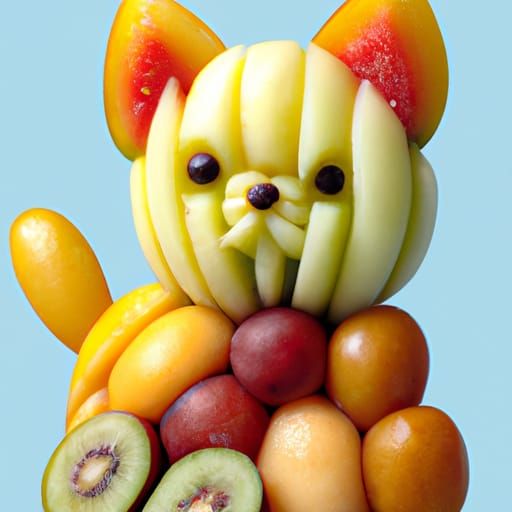Adorable Fruit Kitten in Anime Style