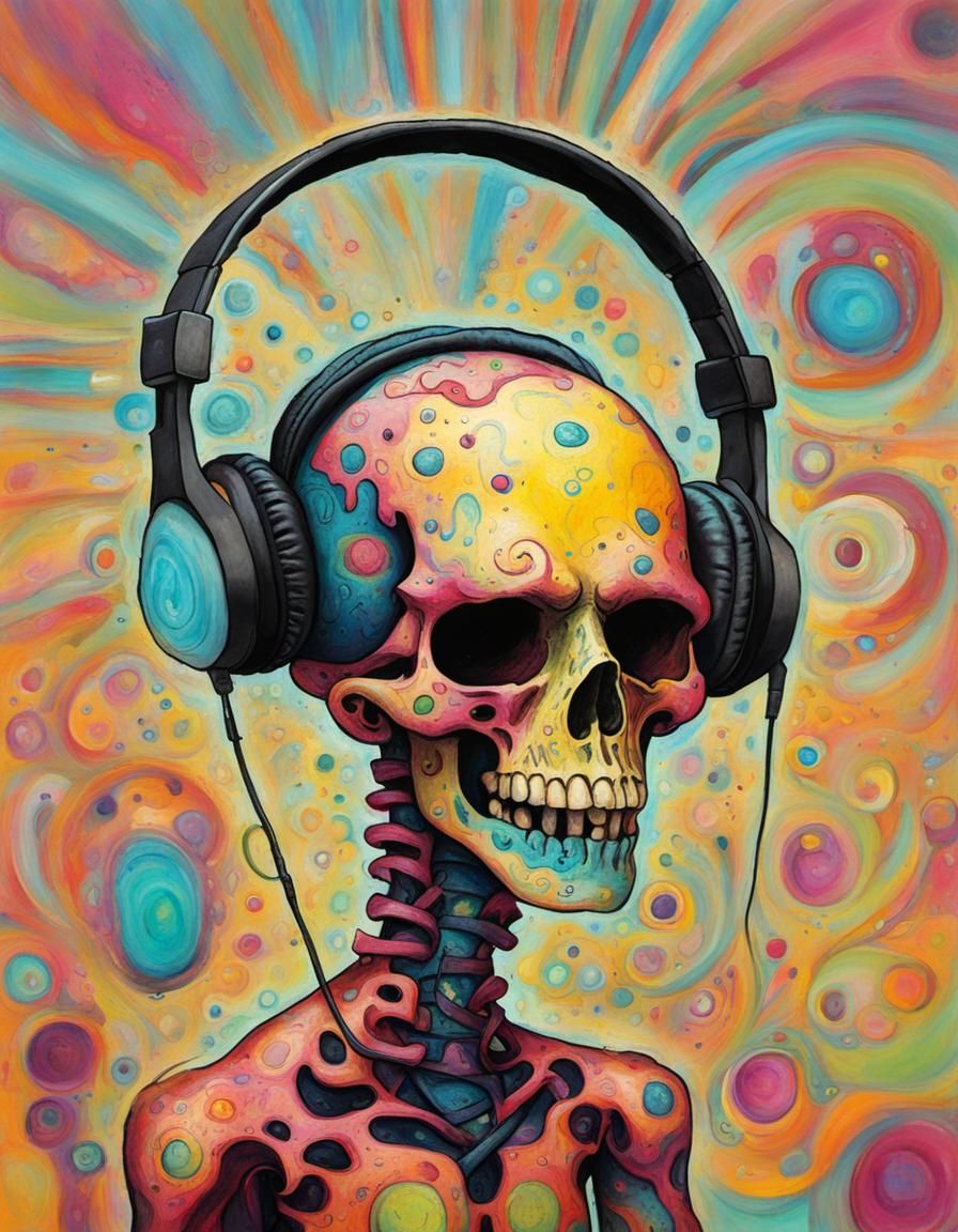 Psychedelic Headphone Art in Liminal Space
