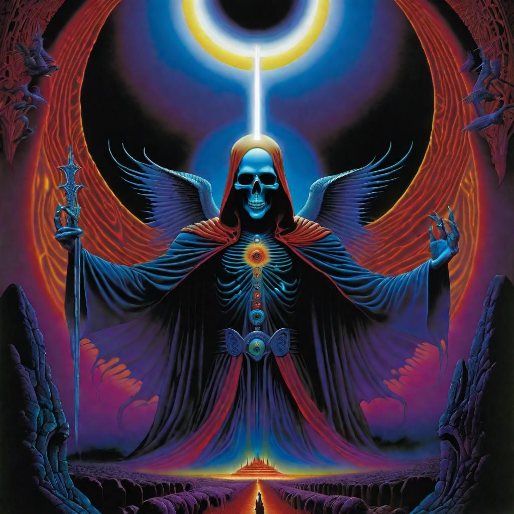 Necromancer Concept Art in Psychedelic Horror Style