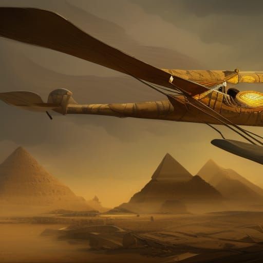 Ancient Egyptian Cedarwood Airplane Concept Art