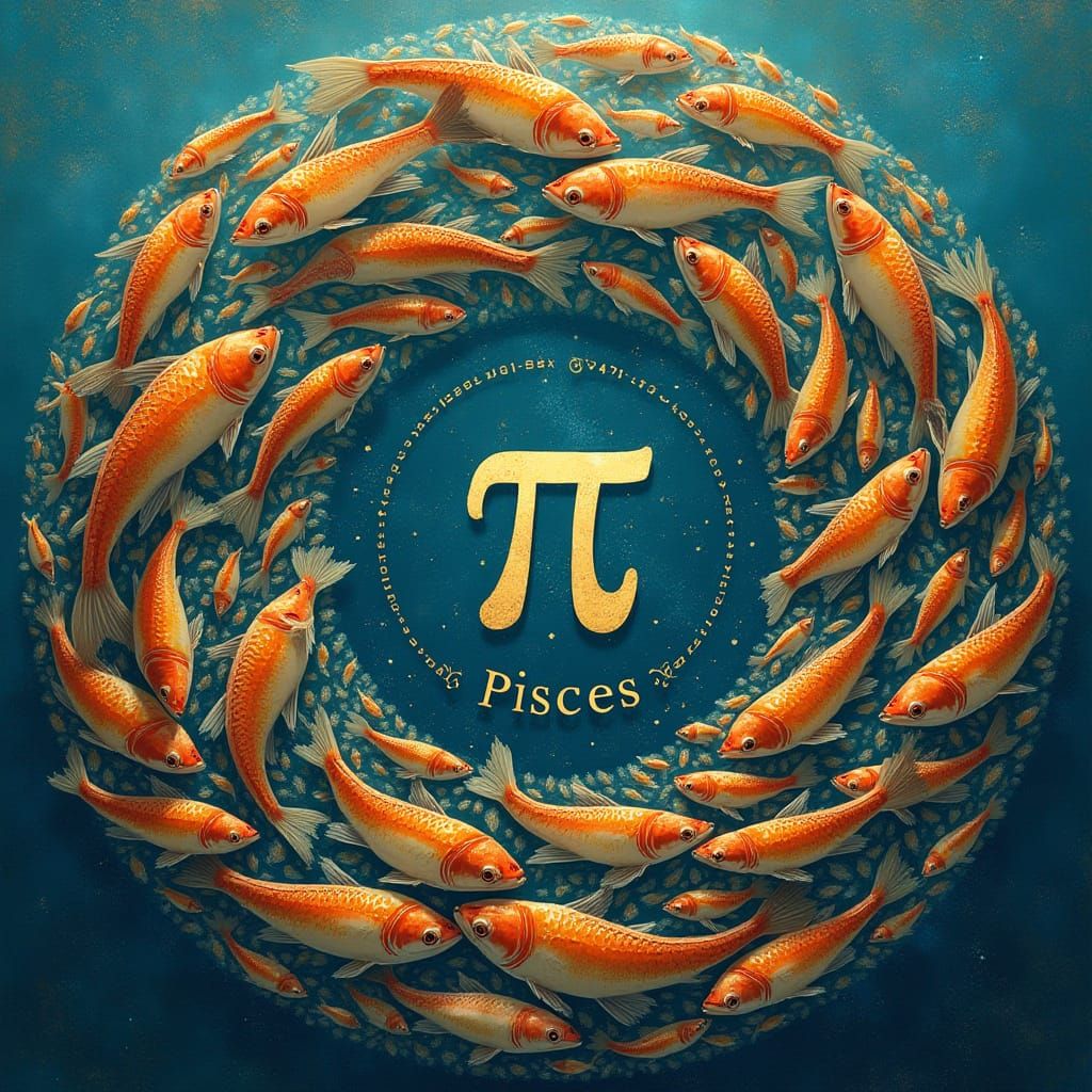 School of Fish Forming Pisces Symbol in Digital Art