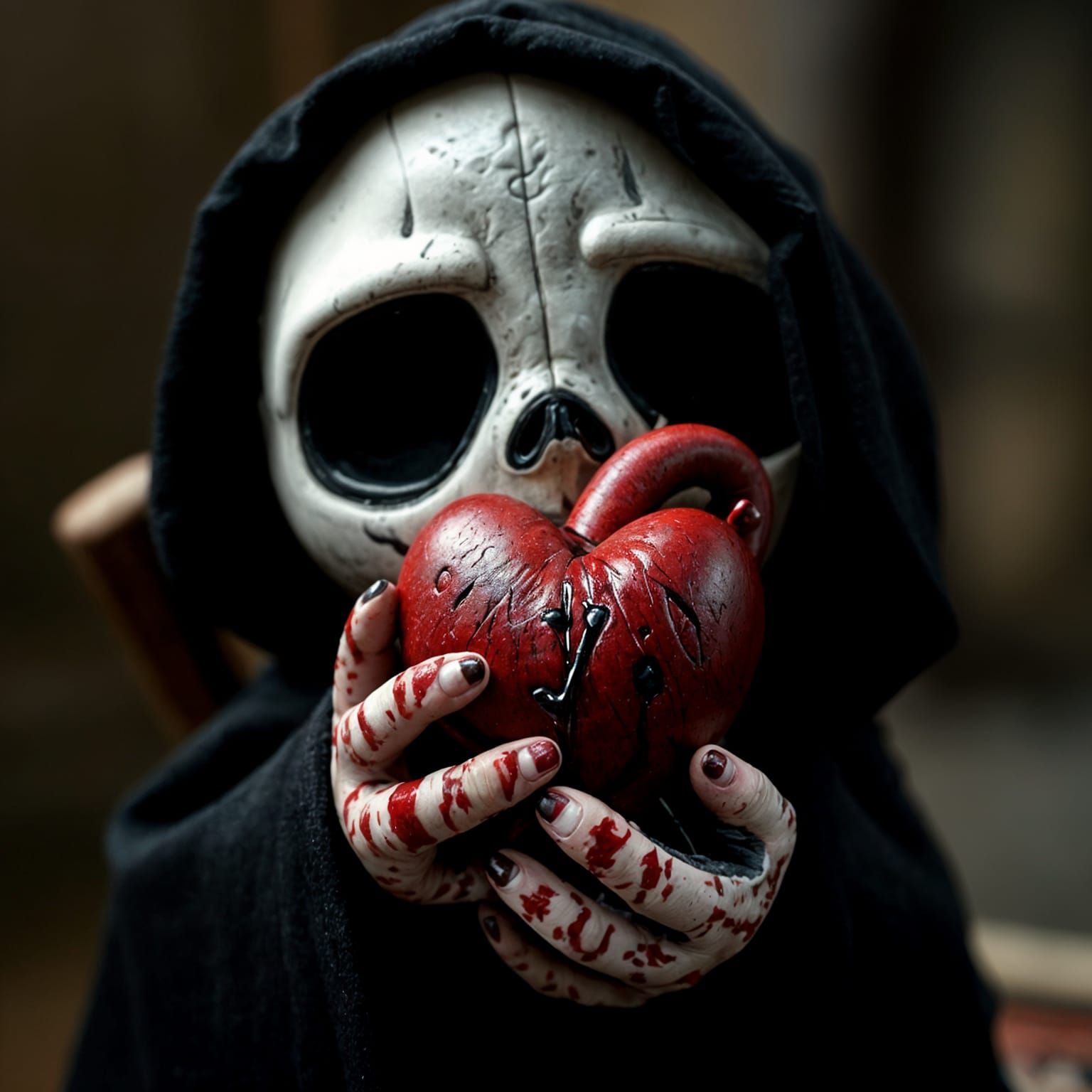 Blood Spattered Plush Grim Reaper with Heart