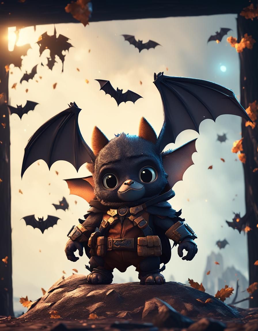 Cute Bat in 3D Game Cinematic Style