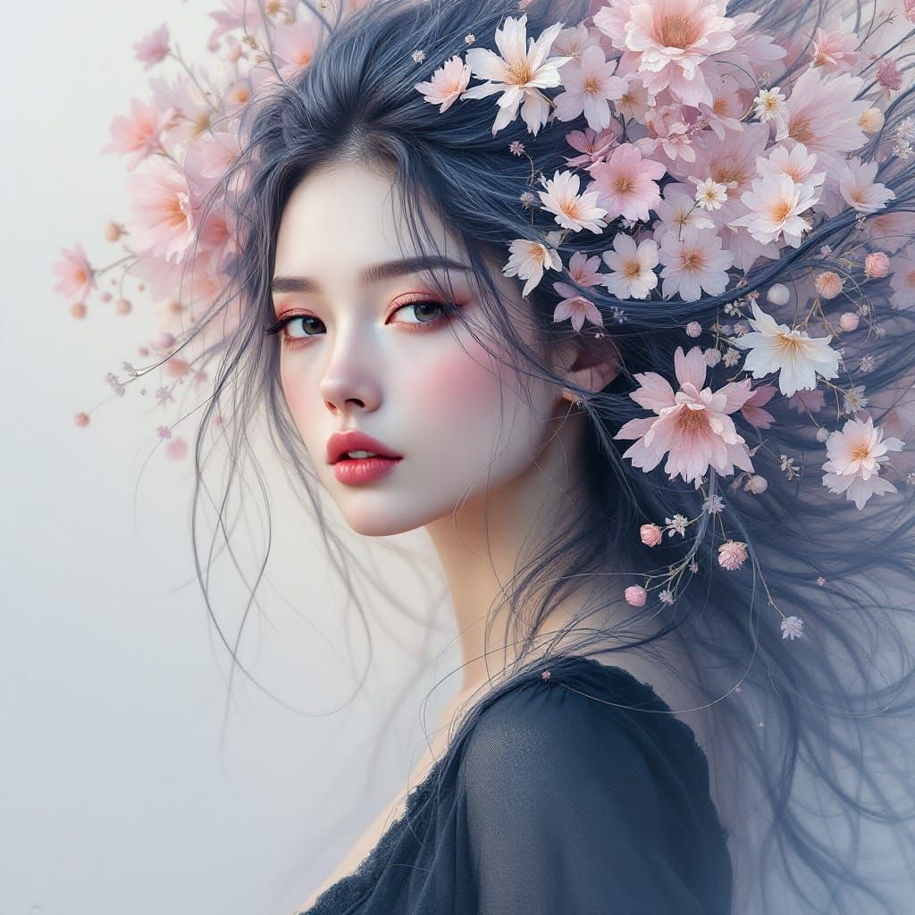 woman with long, flowing hair