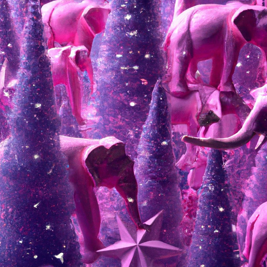 Pink Christmas Wonderland with Elephants and Stars