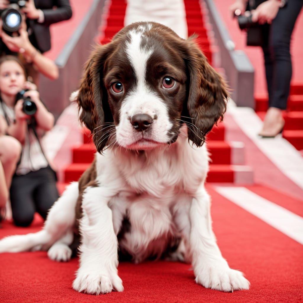 Glamorous Springer Spaniel Puppy Steals the Red Carpet Show