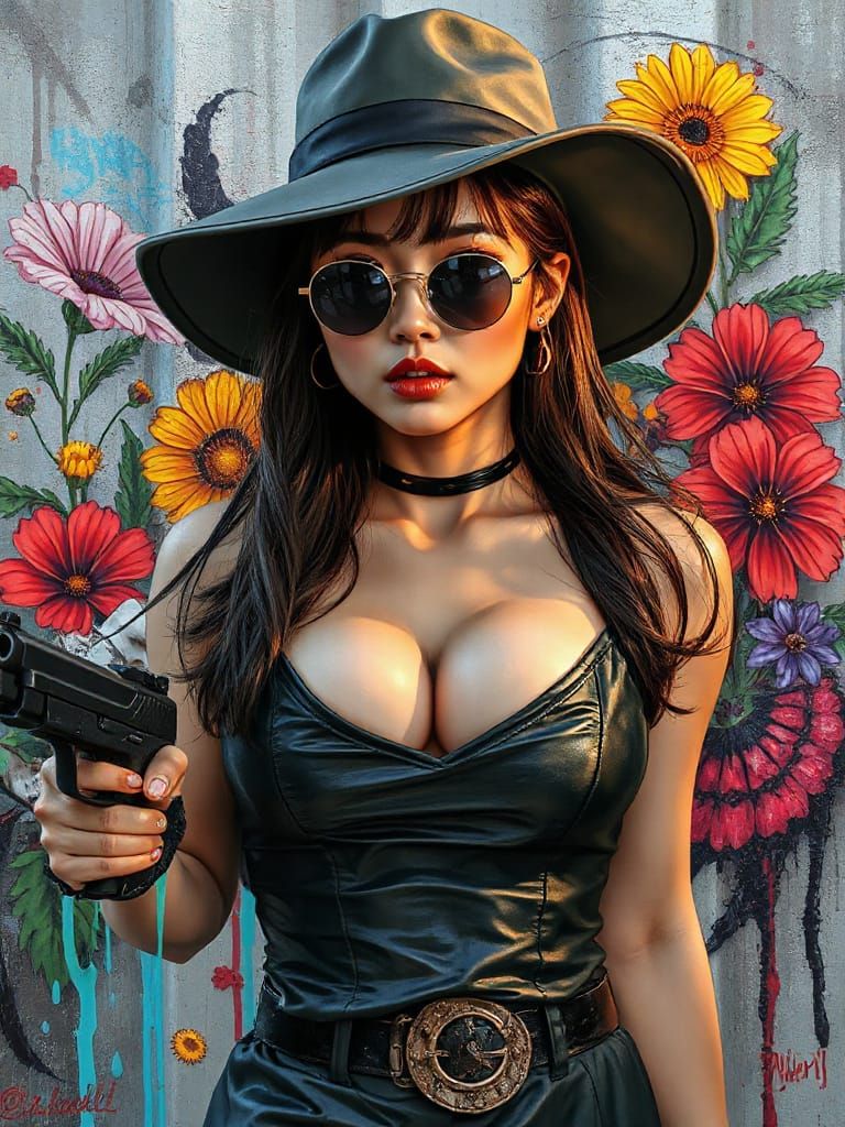 Female Assassin in Graffiti Art