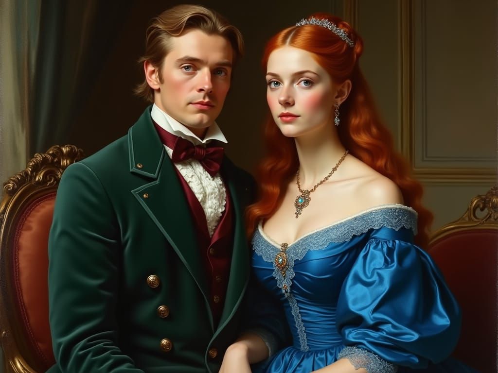 Mid-19th Century Elegance: Duke and Duchess in Neoclassical ...