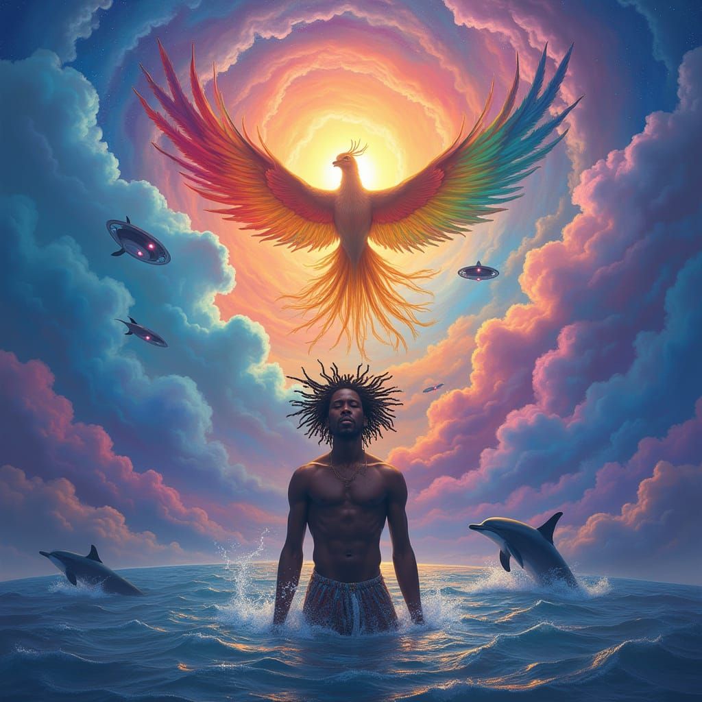 Ethereal Dreamscape in Vibrant Colors and Swirling Patterns