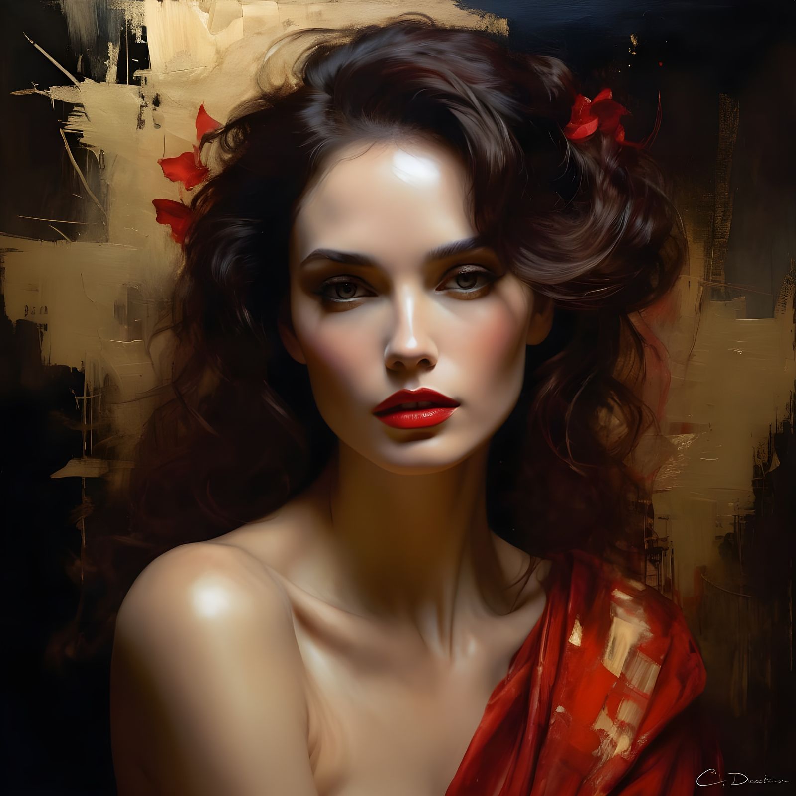 Elegant Goddess Portrait in Ethereal Style