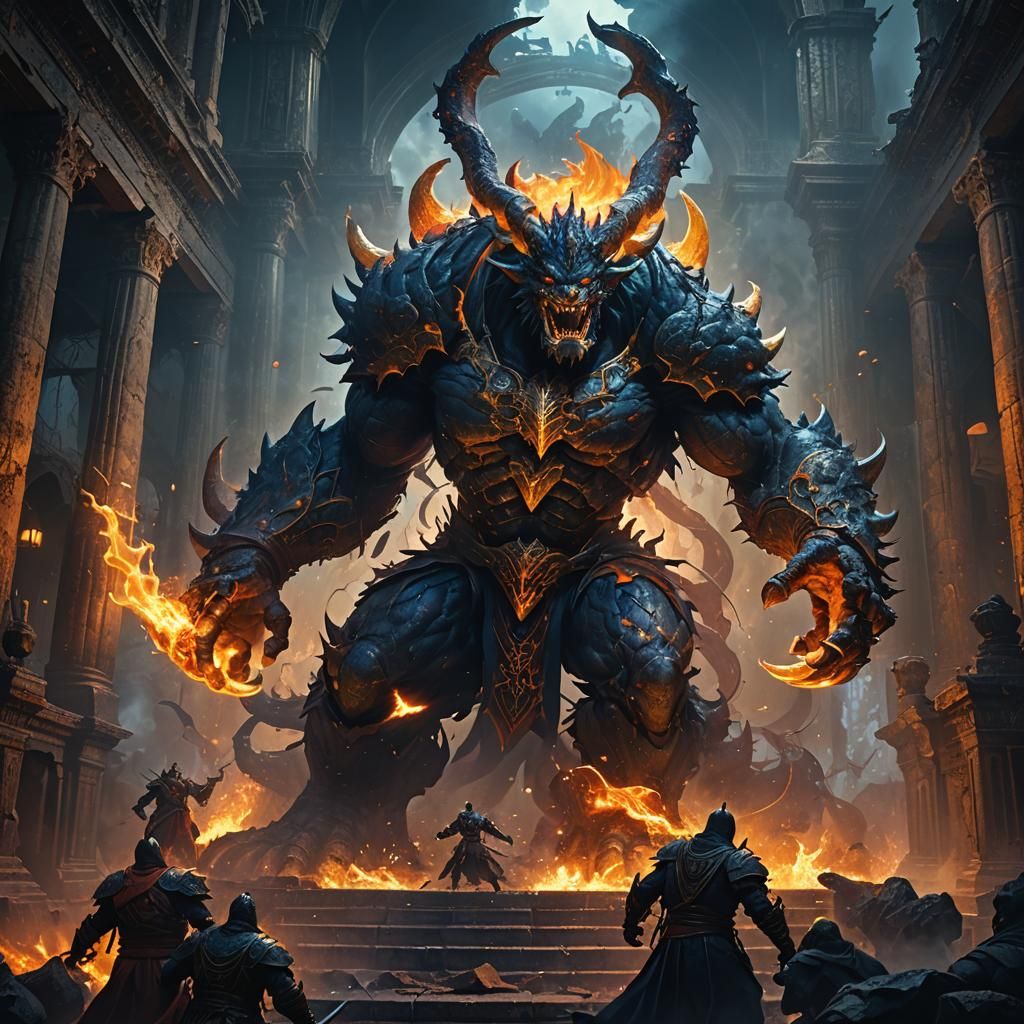 Dark Fantasy Boss Battle in Mystical Realm