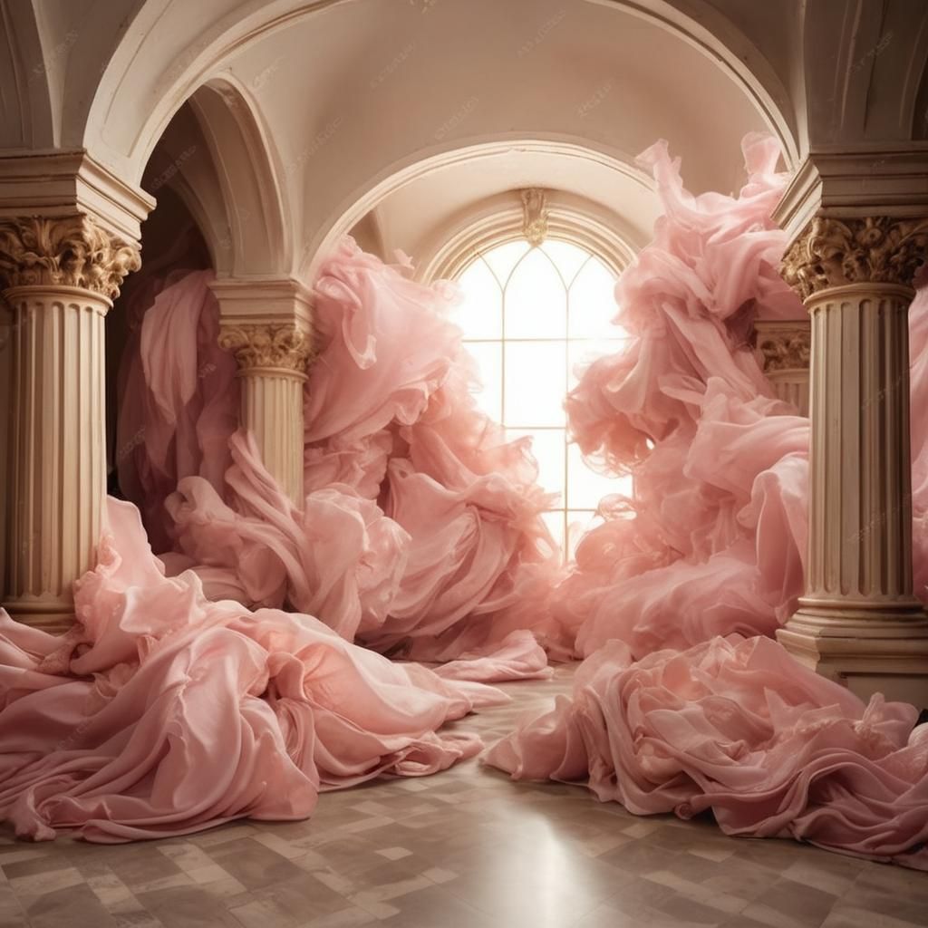 Baroque Hotel Interior with Rococo Sofa in Sunlight