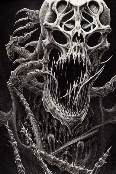 Macabre Bone Monster in Hyperrealistic Style