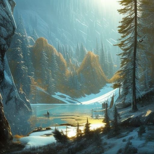 Fantasy Norse Village in Mountain Valley