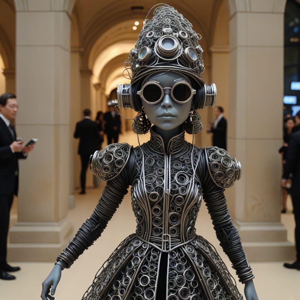 Wire Sculpture of Gnome in Couture Gown