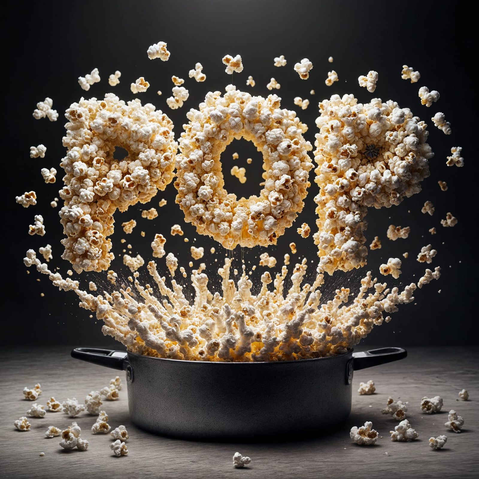 Popcorn Explosion: Kernels Form Word 'Pop'
