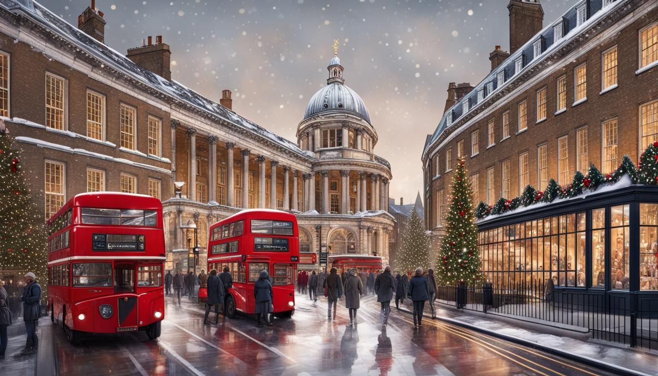 Oxford Street London Christmas Scene, Detailed