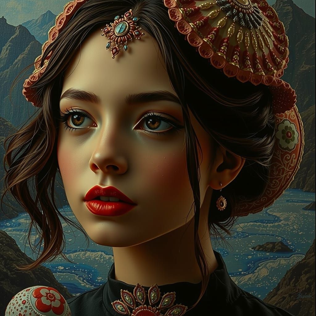 Dreamlike Amoeboid Landscape Painting in Pink, Blue, and Whi...