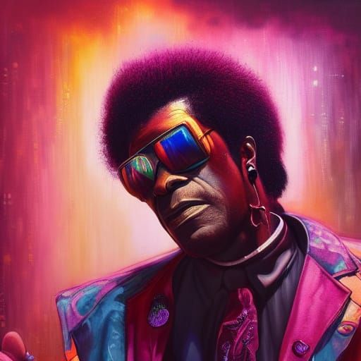 Cyberpunk James Brown in Oil and Velvet Style