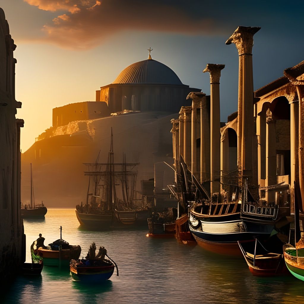 Fishing Boats in Ancient Byzantium: Digital Painting