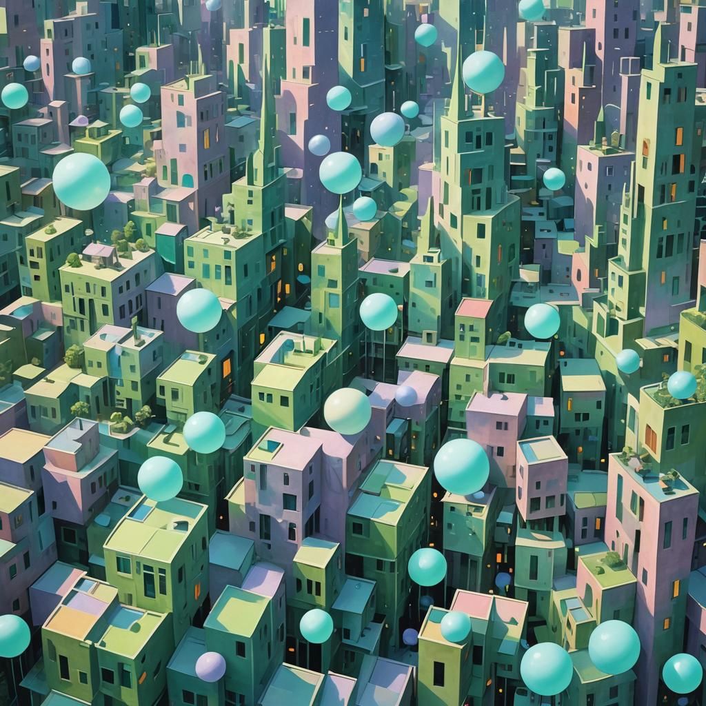 Futuristic Abstract Cityscape in Fantasy Style