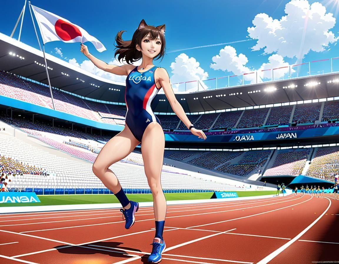 Cat Competes in Track and Field at Olympics