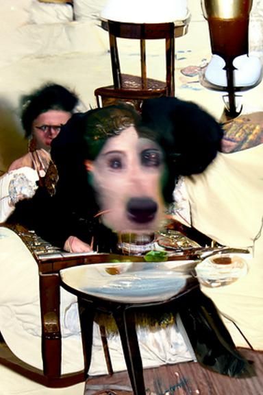 Victorian Woman's Canine Transformation, Oil on Canvas