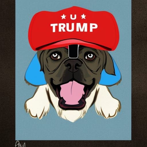 Dog in Trump Hat: Pop Art Screen Print