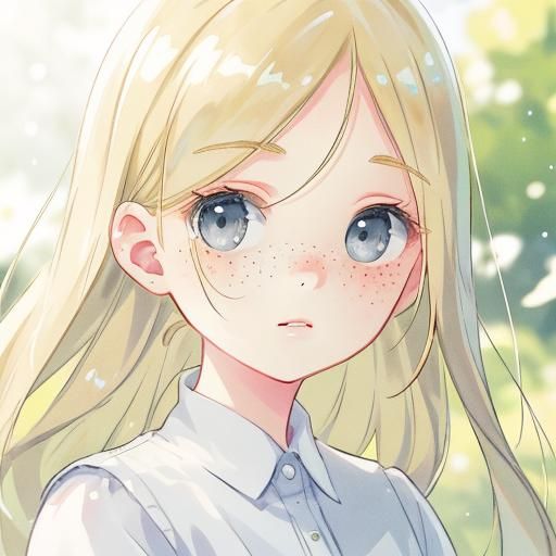 Portrait of a Freckled Blonde Girl in Soft Light