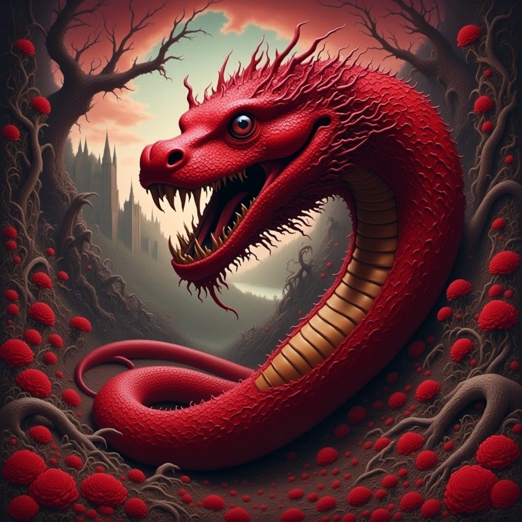 Majestic King Cobra Serpent Portrait