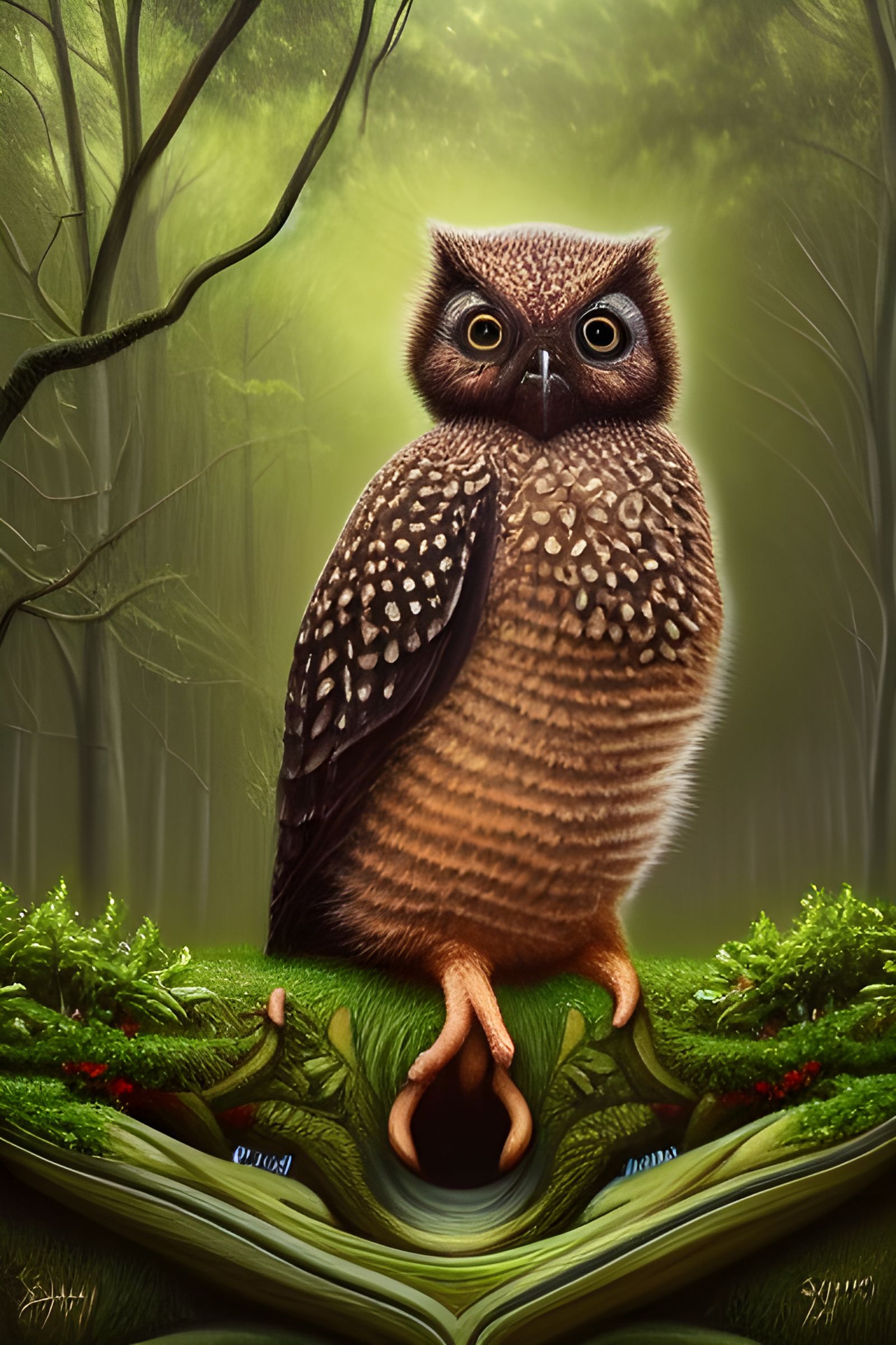 Detailed 3D Rendering of a Baby Morepork Owl