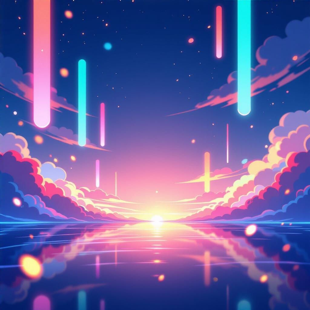 Anime-Inspired Background with Neon Lights