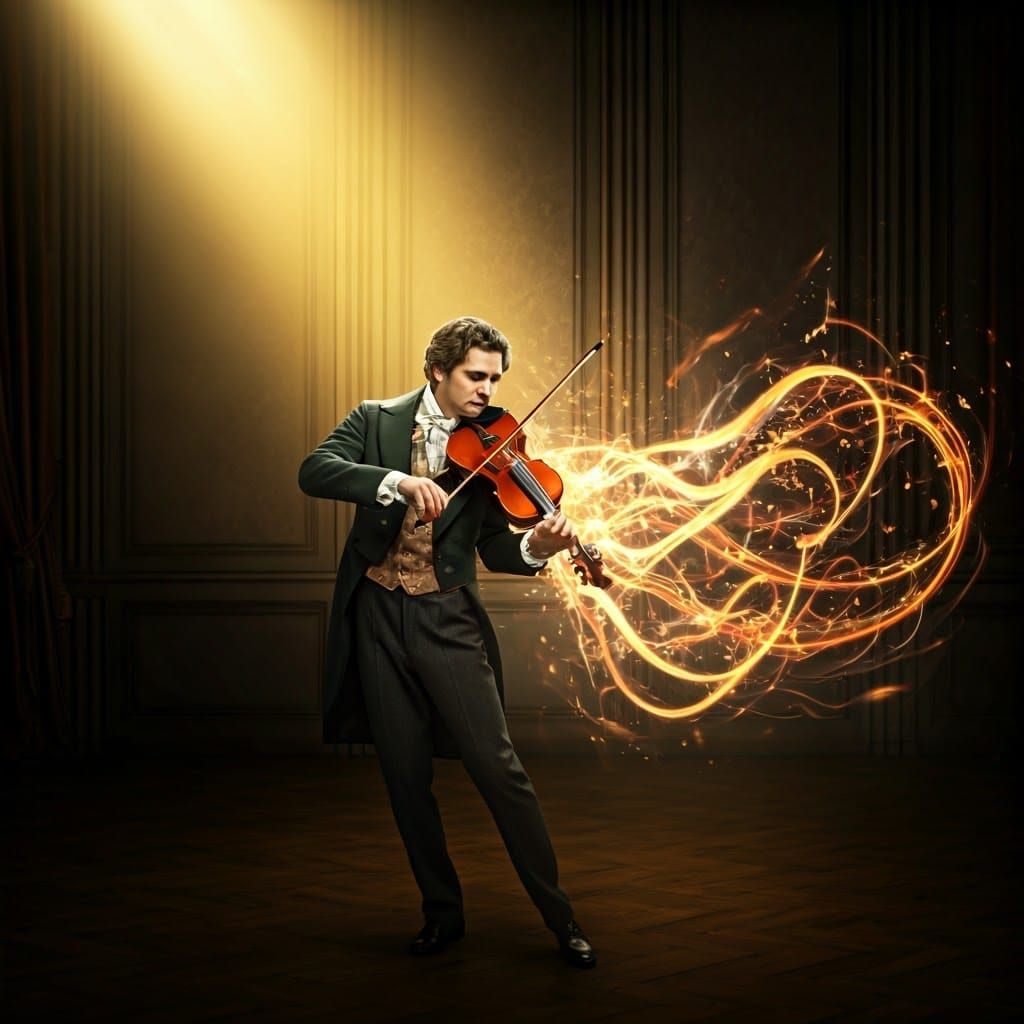 Fiery Violinist in Opulent Darkness