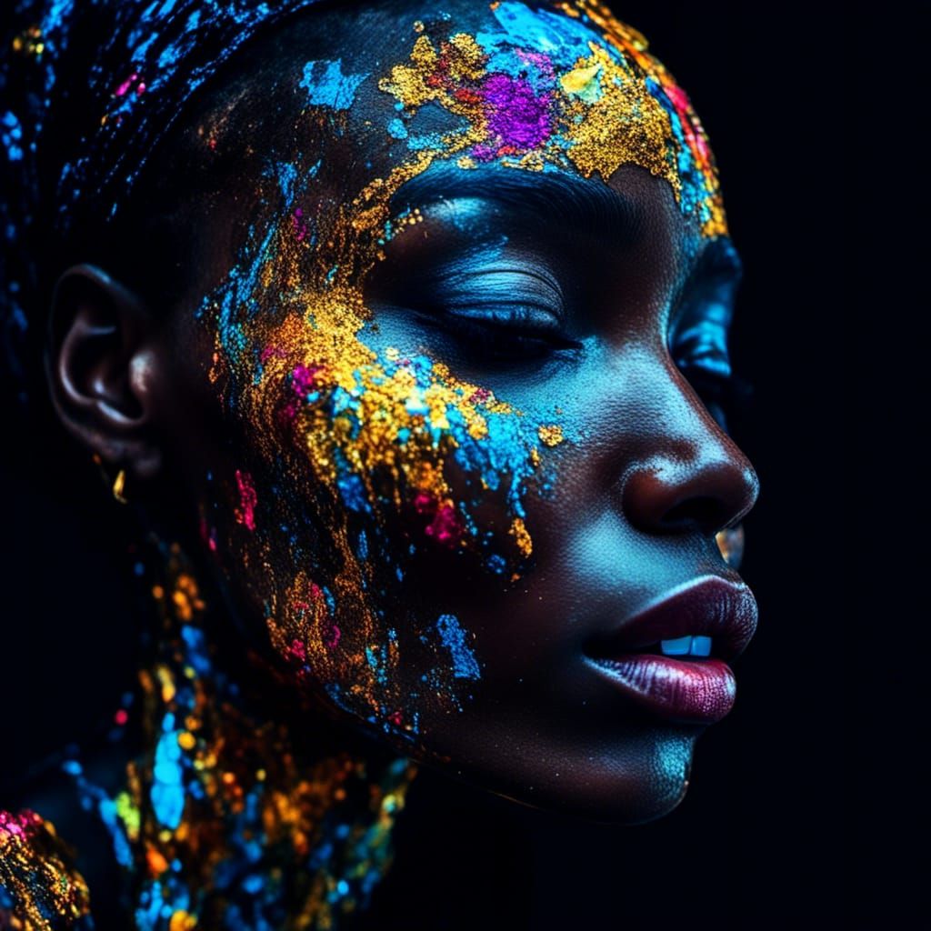 Kaleidoscopic Portrait of Crying African Woman