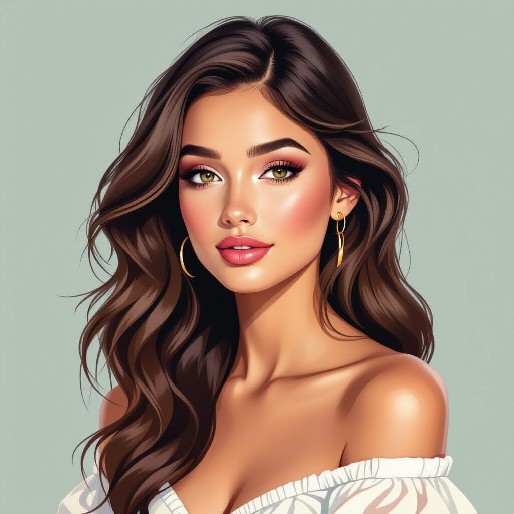 Gouache Portrait of a Stunning Young Woman