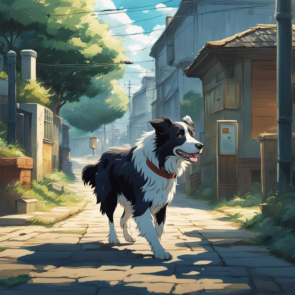 Border Collie in Anime Key Visual Style