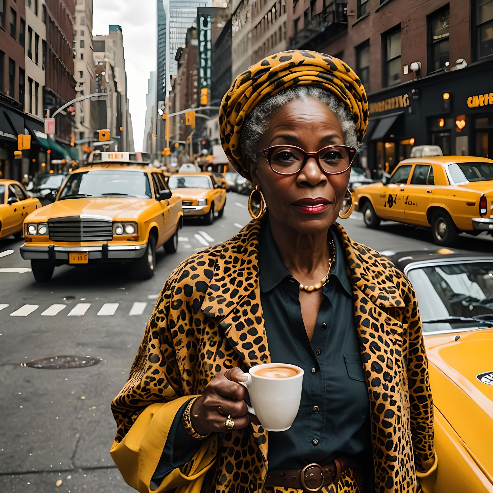 Beautiful African Woman in New York Cafe